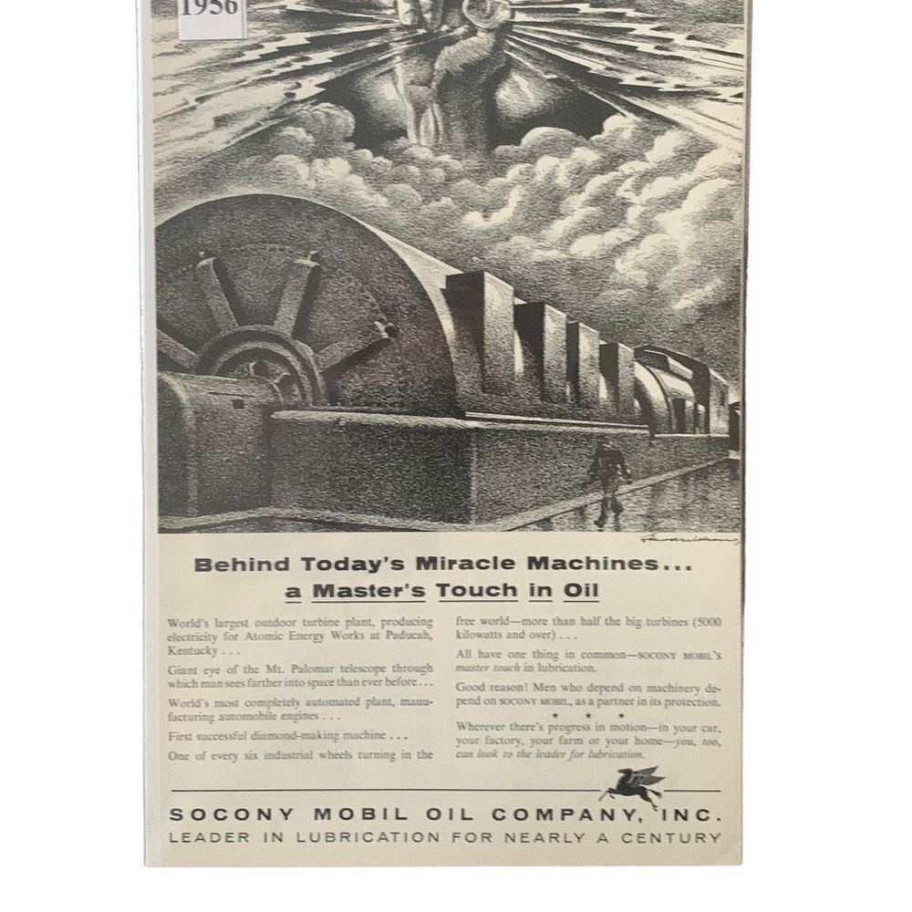 Vintage 1956 Socony Mobil Oil Company Masters Touch in Oil Advertisement Ad Adve